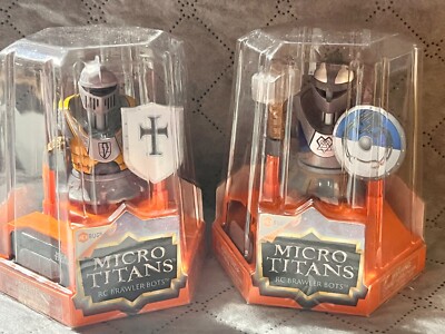 Set of 2 Hexbug Micro Titans Brawler Bots Remote Control Viking & Knight