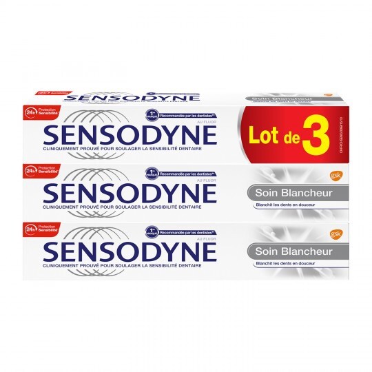 Dentifrice SENSODYNE soin blancheur lot de 3 tubes de 75ml