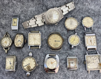 LOT OF 15 WATCHES FOR LADIES FOR PARTS OR REPAIR DELBANA, VULCAIN, MOERIS, ETC