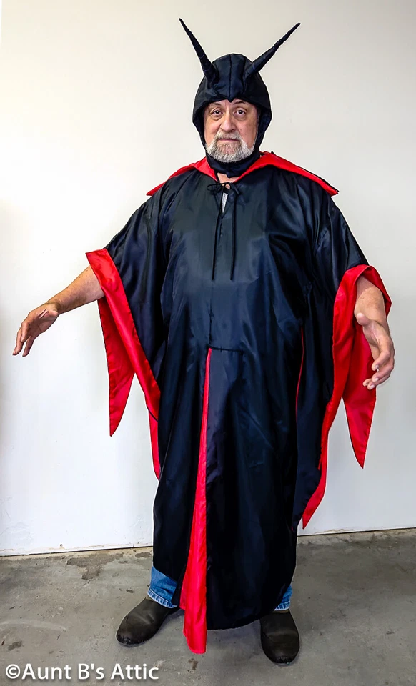 Diablo/Hechicero Hombre o Mujer 1 o 2 Piezas Negro/Rojo Poli Bata con Cuello y Capucha M/L Foto 2 de 4