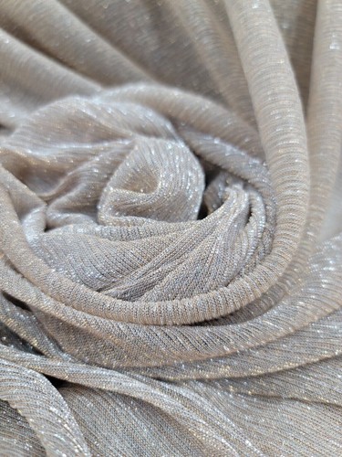Champagne Gold Stretch Spandex Fabric by the Yard - Sheer Metallic for Dressmaki - Picture 5 of 10