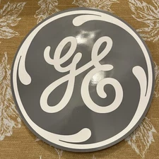 General Electric GE “Meatball”Logo Sticker Gray 9” Round Collectible Decal