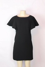 BRAND NEW LOFT BLACK SHEATH WITH FLUTTER SLEEVES POLY CREPE DRESS SIZE 0