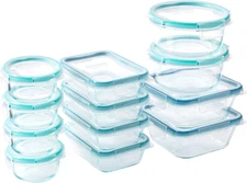 Total Solution 24-Pc Glass Food Storage Container Meal Prep Set with Plastic,
