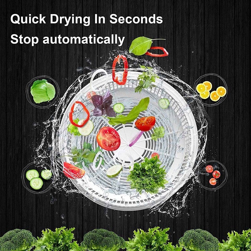 Electric Salad SpinnerLettuce Vegetable Dryer, USB Rechargeable