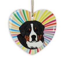 Bernese Mountain Dog Heart Ornament - Ceramic