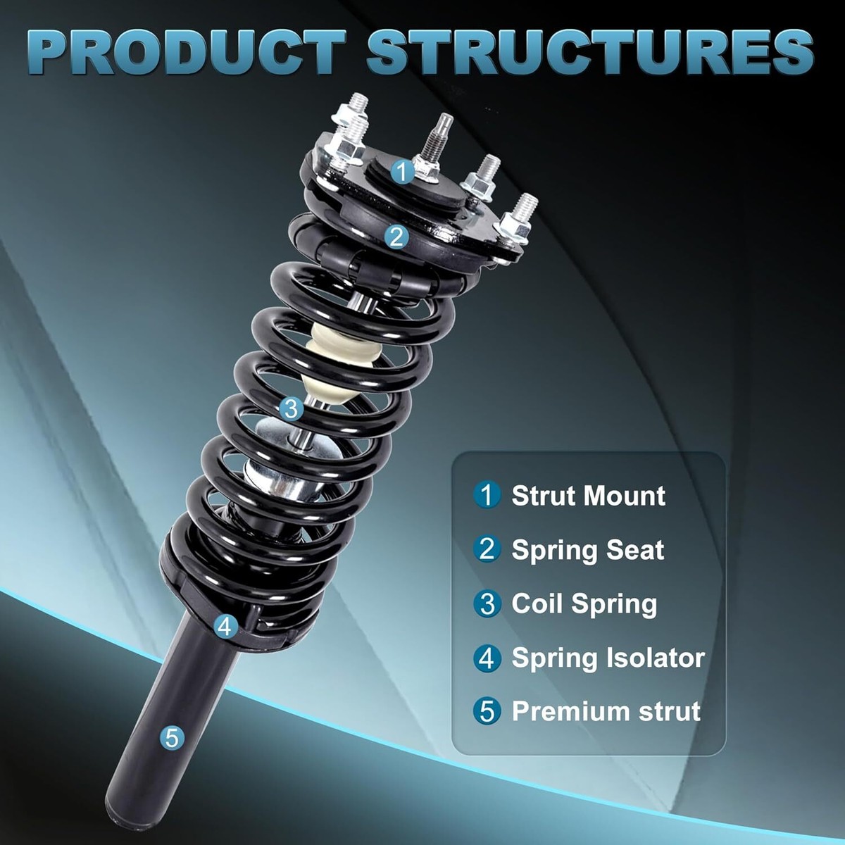 EVERESTWAY Front Rear Assembly Pair Complete Strut 172379 172378