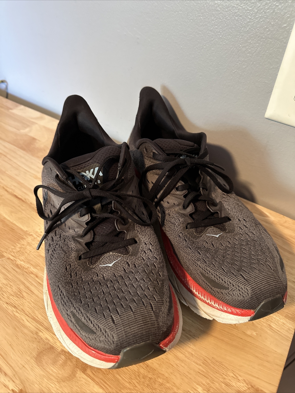 Hoka One Clifton 8 Men 12 Wide 2E Running Shoes Anthracite Castle Rock