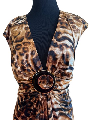 Vintage Joseph Ribkoff Kleid Damen Größe 10 Tiermotiv hinten offen Cinch Emaille Schnalle - Bild 2 von 24