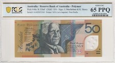 Australia First Prefix AA03 Macfarlane Henry $50 Banknote PCGS 65 PPQ #5045