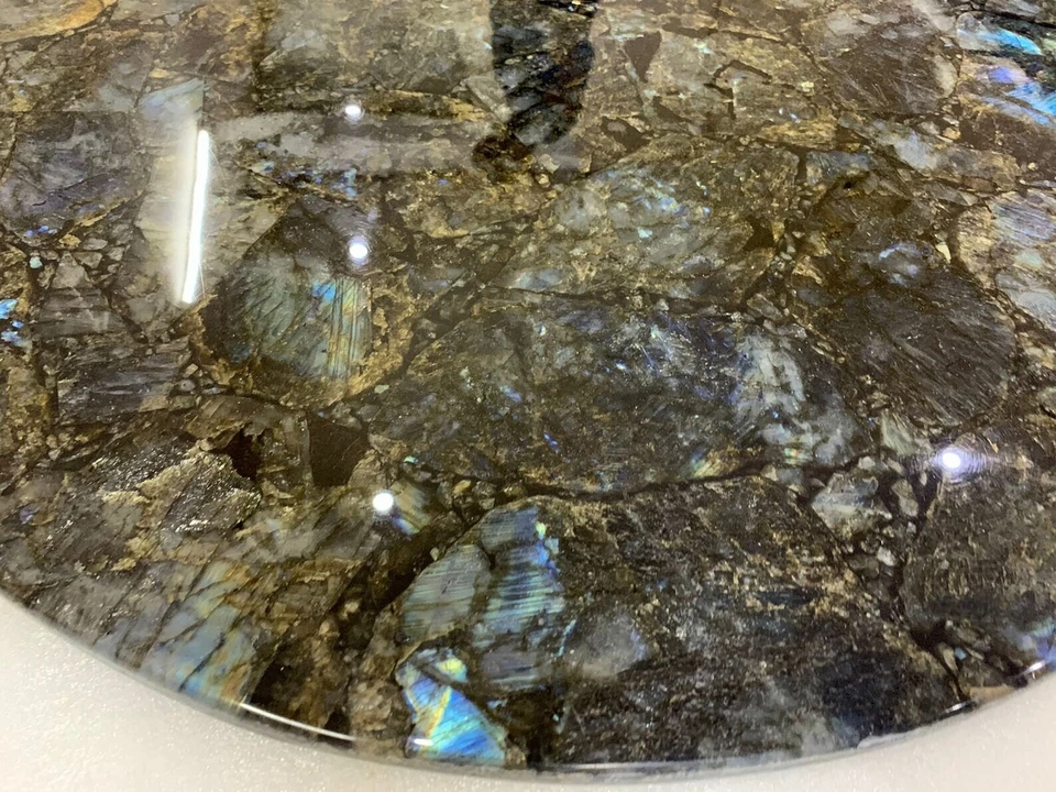 18" Round Labradorite Stone Table - Natural Gemstone Home Decor - Image 3 of 4