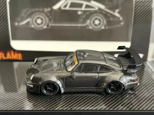 Flame 1/64 Porsche RWB 993 Carbon Fiber Style Wide-body Diecast Car Model - Picture 1 of 9