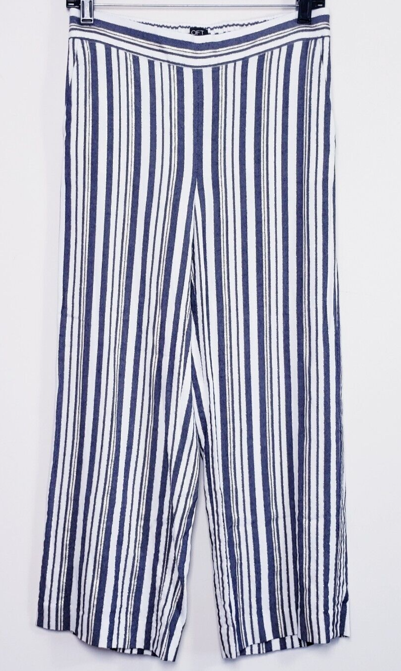 ALTRA Pantalone donna Loft XS bianco navy righe oro dritto vestibilità ampia comode tasche