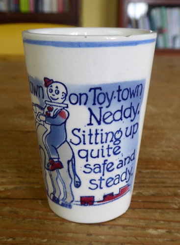 Vintage Nursery Ware Clown on Toytown Neddy Donkey 3.2" Pottery Beaker - Picture 2 of 10