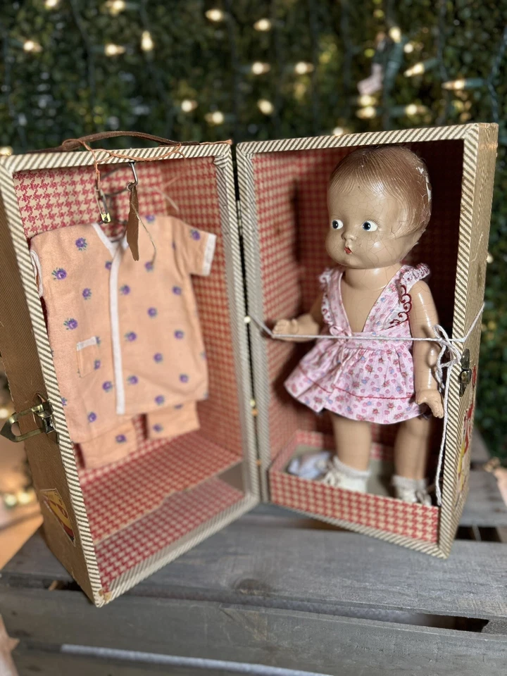 RARO 10” Antiguo 1930 Effanbee PATSYETTE~MUÑECA PATSY~Org. Baúl armario ~ Ropa Foto 2 de 4