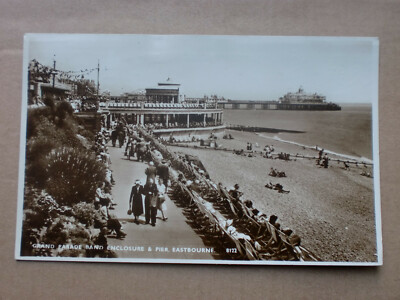 EASTBOURNE 1953 GRAND PARADE BANDSTAND PIER VINTAGE RP ECHTFOTO S & E LTD