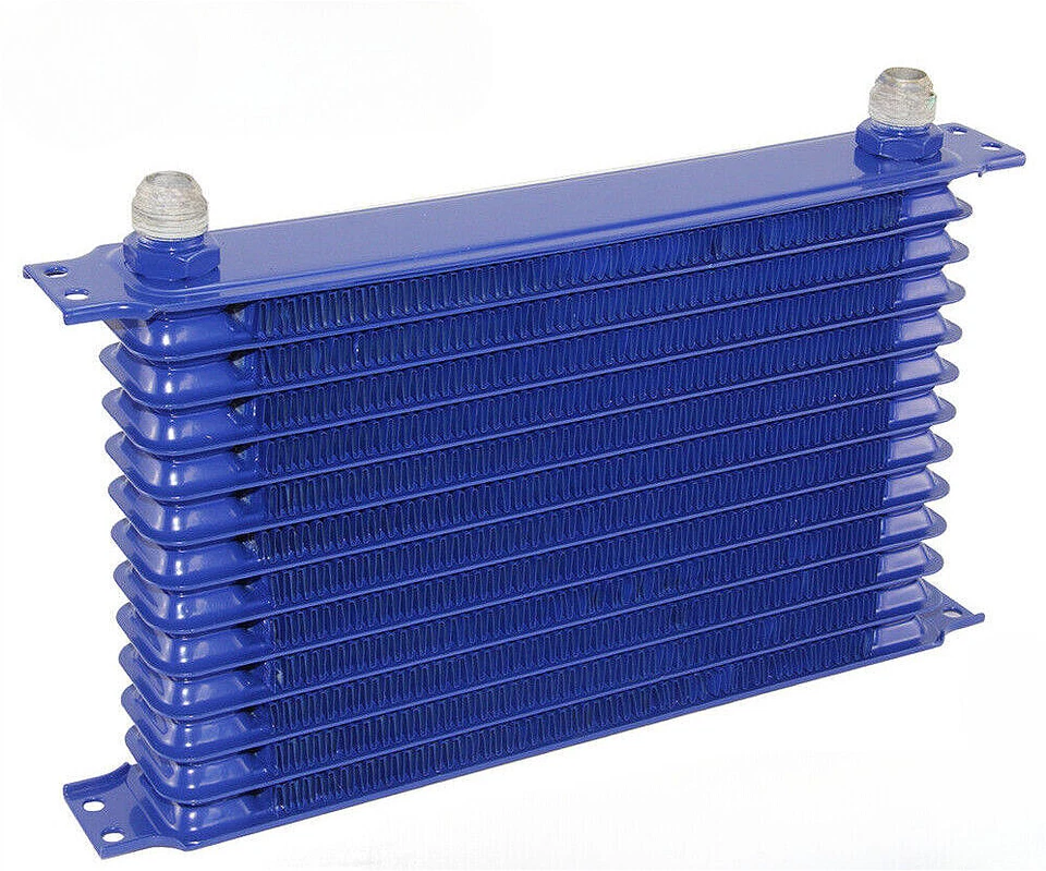 Enfriador de aceite universal de aluminio transmisión del motor 13 filas AN10 azul Foto 3 de 4