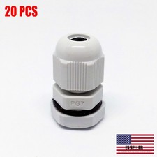 20 Pcs New PG7 White Plastic Waterproof Connector Gland 3-6.5mm Dia Cable