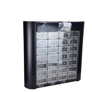 28 Pocket Business Card Display, Card Holder for Wall, Push Dispenser, Header