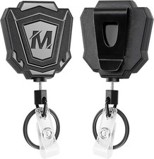 2 Pack Heavy Duty Retractable Keychain with Belt Clip and Steel Cord