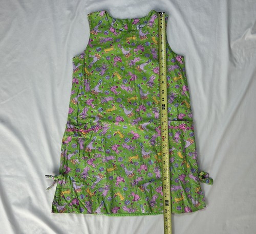 LILY PULITZER Dress Girls 7 Dogs Poodle Seal Sleeveless Shift Lime Green Pink - Picture 7 of 11