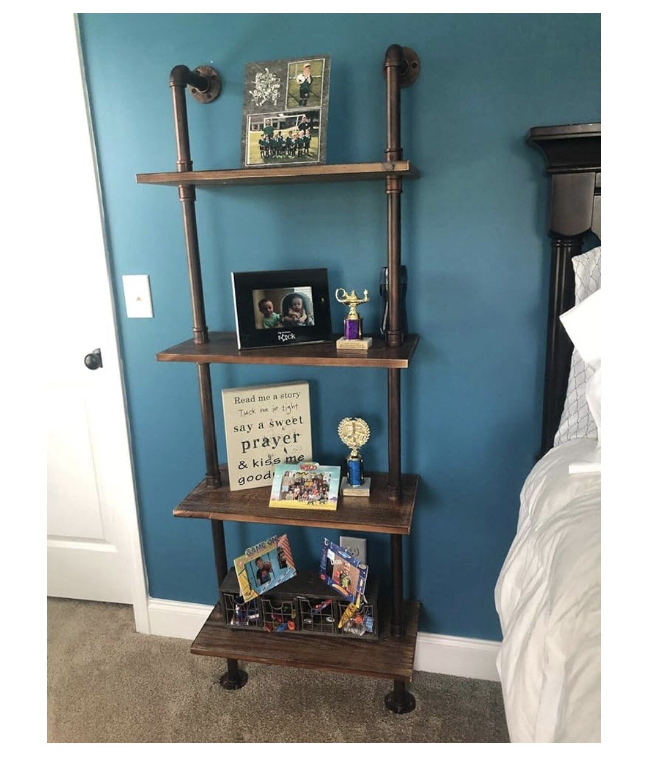 Industrial Pipe Shelf Bathroom Shelves Wall Mounted,24inx69in Rustic Wood Shelf