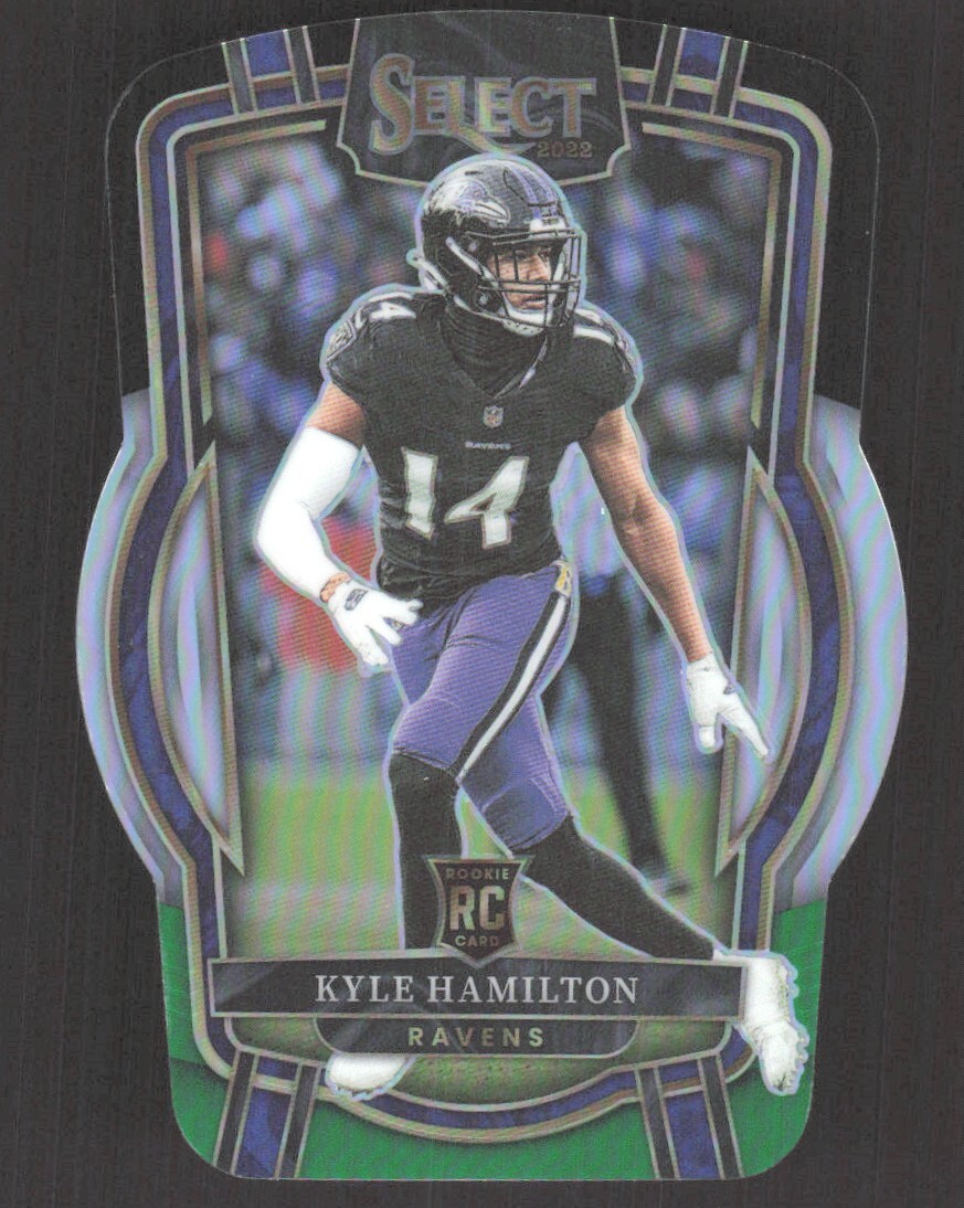 2022 Select Black Green Prizm Die-Cut Club Kyle Hamilton Rookie Baltimore Ravens