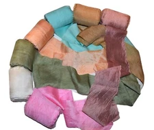 10yards/10color  3 inch Recycled Sari Silk Ribbon in roll Yarn for wedding decor