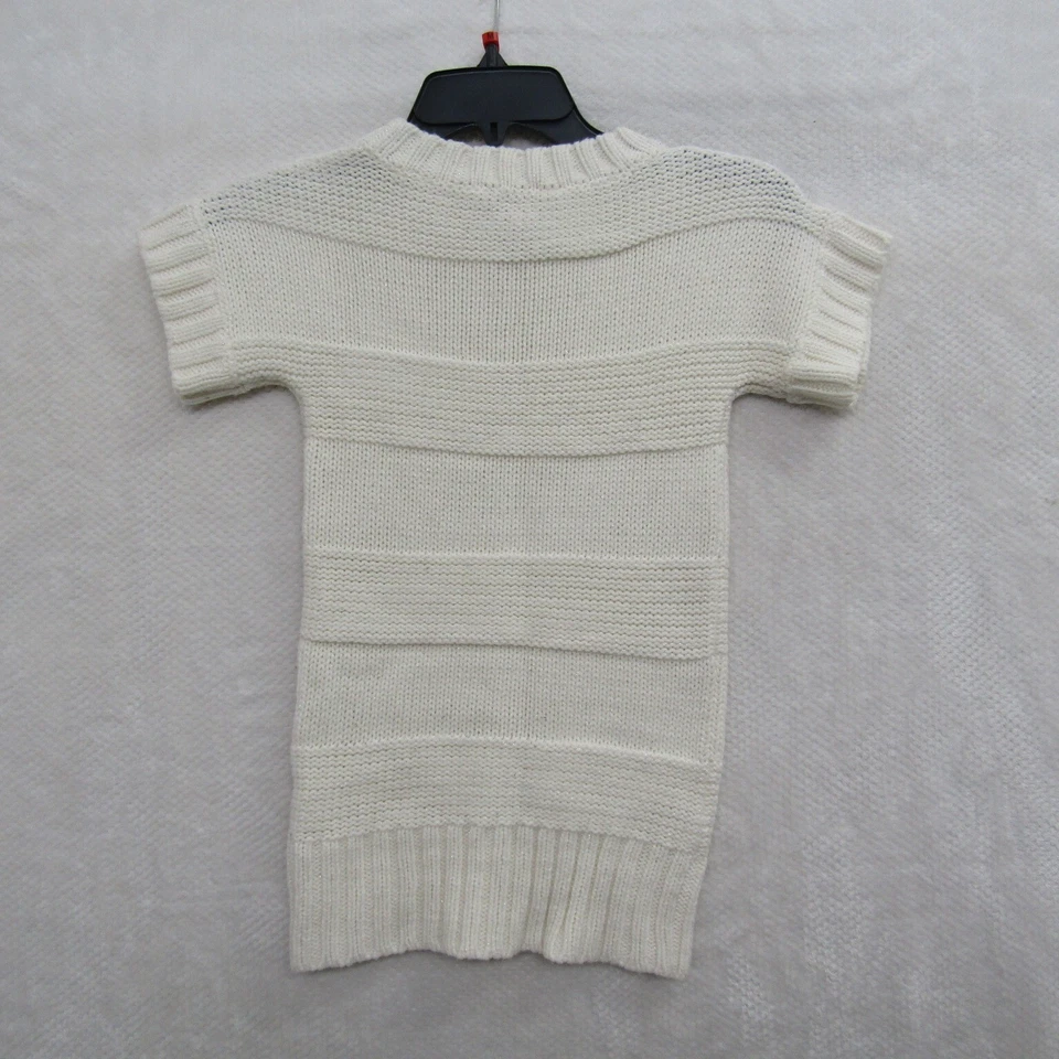 Suéter Arizona Niñas Beige Pequeño Manga Corta Cuello Redondo Pullover Informal Preppy Foto 3 de 4
