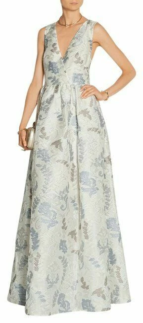 Abito bianco avorio TORY BURCH con motivo jacquard clock tratteggiato $2495 nuovo abito 2 4