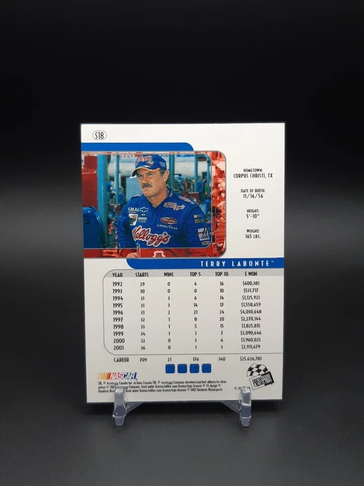 2002 Press Pass Eclipse Silver Foil Terry Labonte #S18 HOF - Image 2 of 2