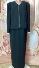 R M RICHARDS by Karen Kwong Long Formal Dress/jacket Black  White Beaded 14
