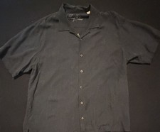 Tommy Bahama Paradise Cigar Embroidered Silk SS Button Up Shirt Men's XL