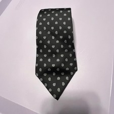 Vintage Damon Silk Tie Black Gray Paisley Crest Woven Medallion Made In USA