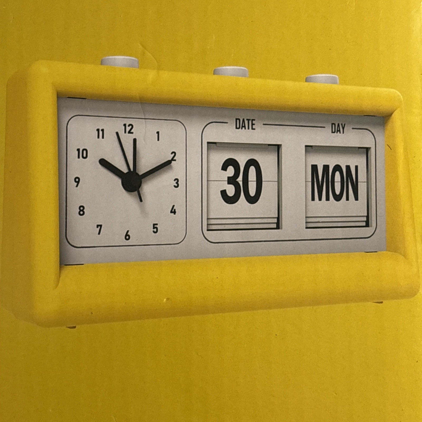 GEMS Retro Analog Alarm Clock Day & Date Yellow NEW in Box