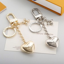 Metal Heart Bag Charm Keychain Pendant Flower Key Ring Purse Accessory Gift