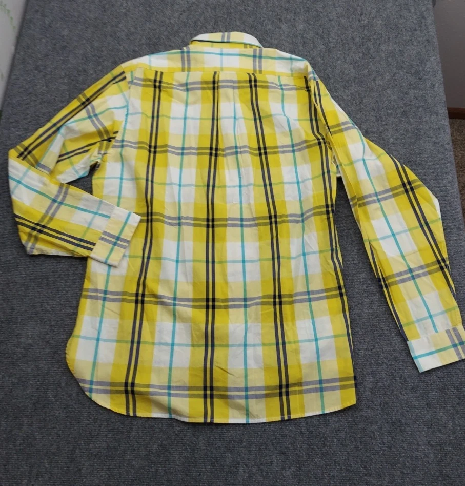 Camisa Southern Proper con botones para hombre grande amarilla a cuadros manga larga algodón nueva con etiquetas Foto 3 de 4