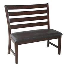 Intercon Furniture Kona 24" PU and Wood Ladder Back Bench in Brown