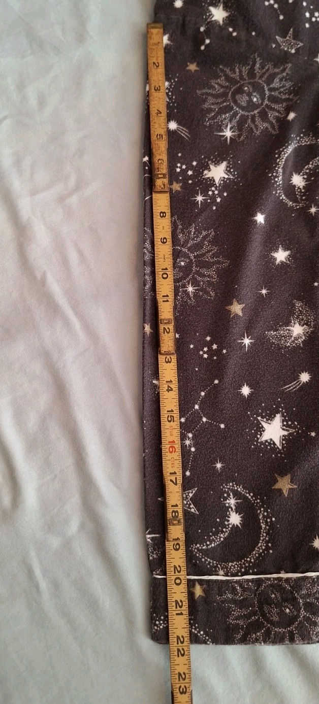 P J Salvage Pajama Cosmic Heart Black 100% Cotton Flannel Women's Sz Med/Large 