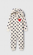 NWT Gap Kids Girls Sherpa Bear Hooded Long Sleeve Heart Pajamas 2T