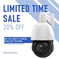 VIKYLIN 4K 8MP 25X ZOOM IR PTZ Surveillance Camera Wired Ethernet Auto Tracking