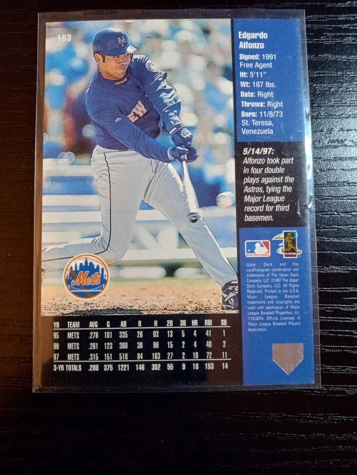 1997 Upper Deck Edgardo Alfonzo #163 - Image 4 of 4