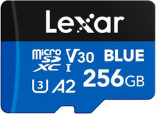 256GB Blue Micro SD Card up to 160Mb/S, Microsdxc UHS-I Memory Card with SD Adap