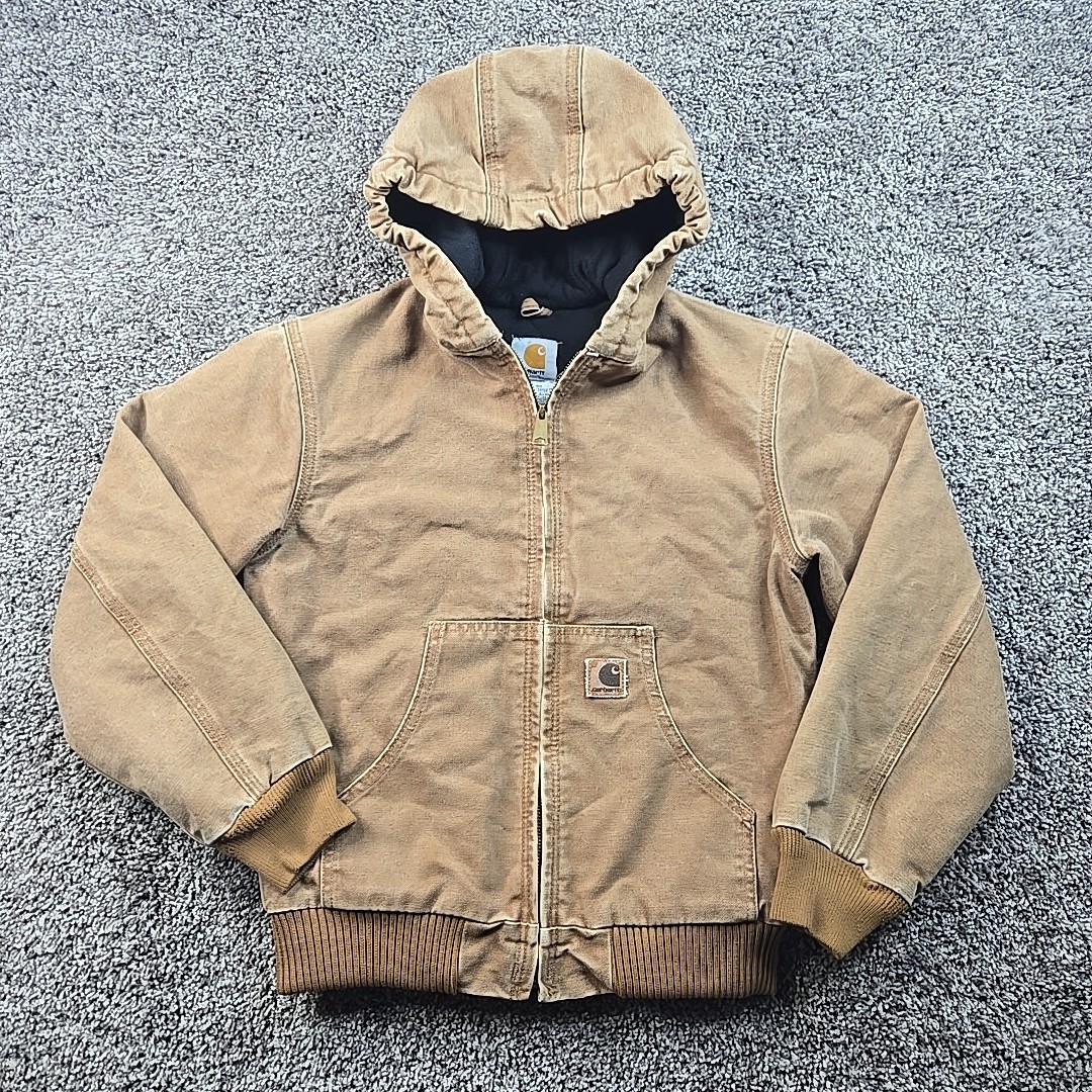 Carhartt Sandstone Jacket Quilt Lined Youth Large 10/12 Brown YY130 BRN Vintage 