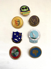 7 x Vintage Bowling Club Enamel Badges Pins Various Clubs