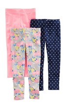 Simple Joys by Carter's Girls' 3-Pack Leggings 4T Grey Floral/Navy Dots/Pink