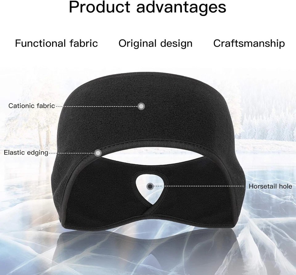 2PCS Winter Fleece Sport Stirnband,Pferdeschwanz Stirnbänder Schweissband Lauf - Bild 2 von 4