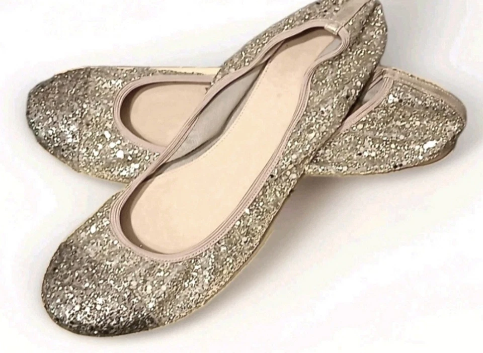 J. Planos de ballet Crew Lula plateados brillantes Halloween talla 9,5 hechos en Italia Foto 2 de 4