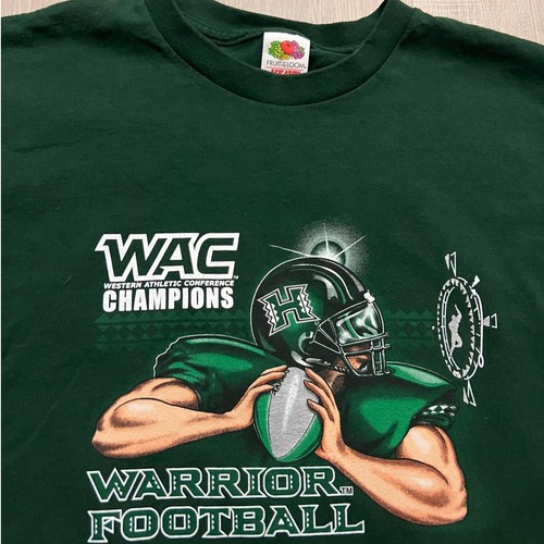 Vintage Y2K Hawaii Rainbow Warriors Football NCAA Sports T-shirt Large Green - Picture 3 of 4