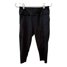 Athleta Black Mesh Insert Capri Leggings Athletic Workout Pants Women's Size S